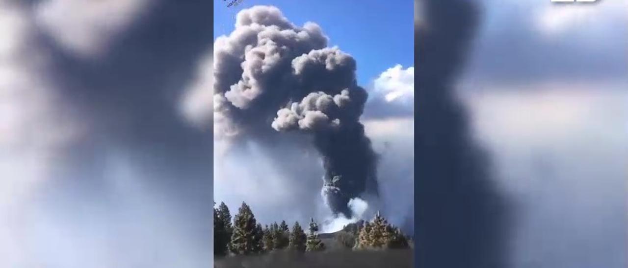 El penacho del volcán de La Palma ha alcanzado este lunes una altura mínima de 1.600 metros