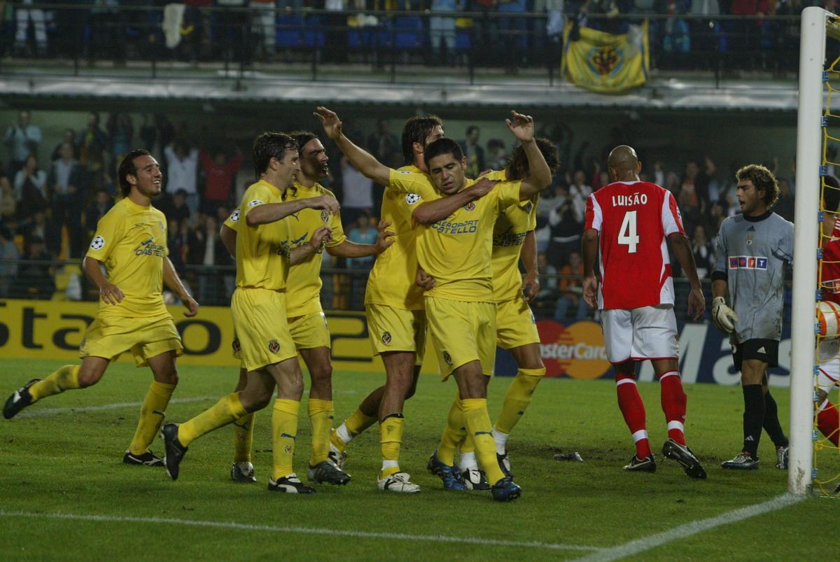 Riquelme, tras marcar el primer gol del Villarreal en la Champions.