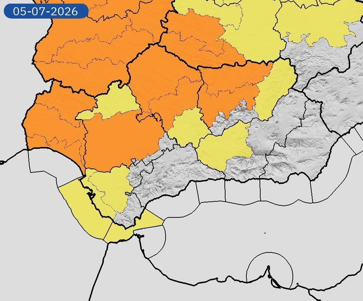 Aviso de la Aemet este domingo en Andalucía.