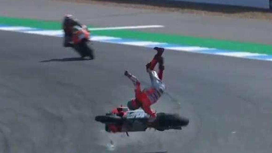 Jorge Lorenzo, en el momento de sufrir la caída.