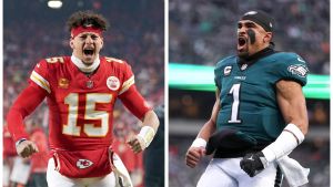 Patrick Mahomes y Jalen Hurts, los dos quarterbacks de la Super Bowl.