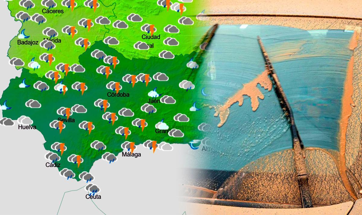 Las lluvias en Andalucía vendrán acompañadas de depósitos de barro por la calima.