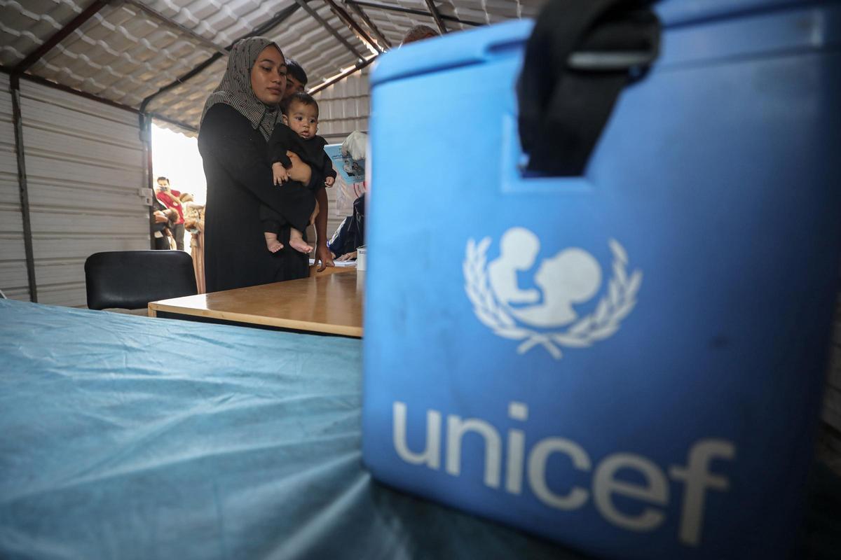 Trabajadores de UNICEF en la Franja de Gaza