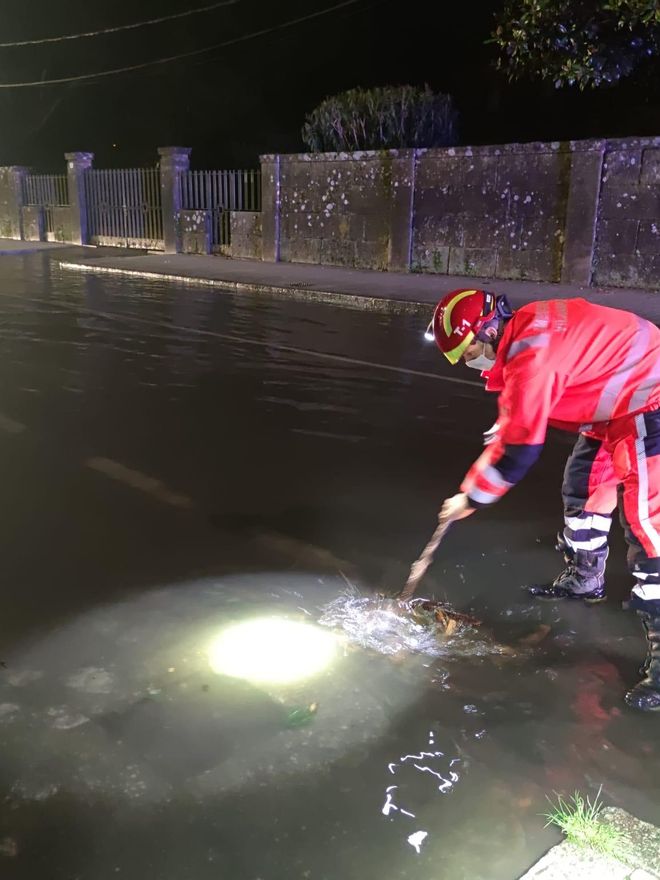 Inundaciones en Vilagarcía, la pasada madrugada.