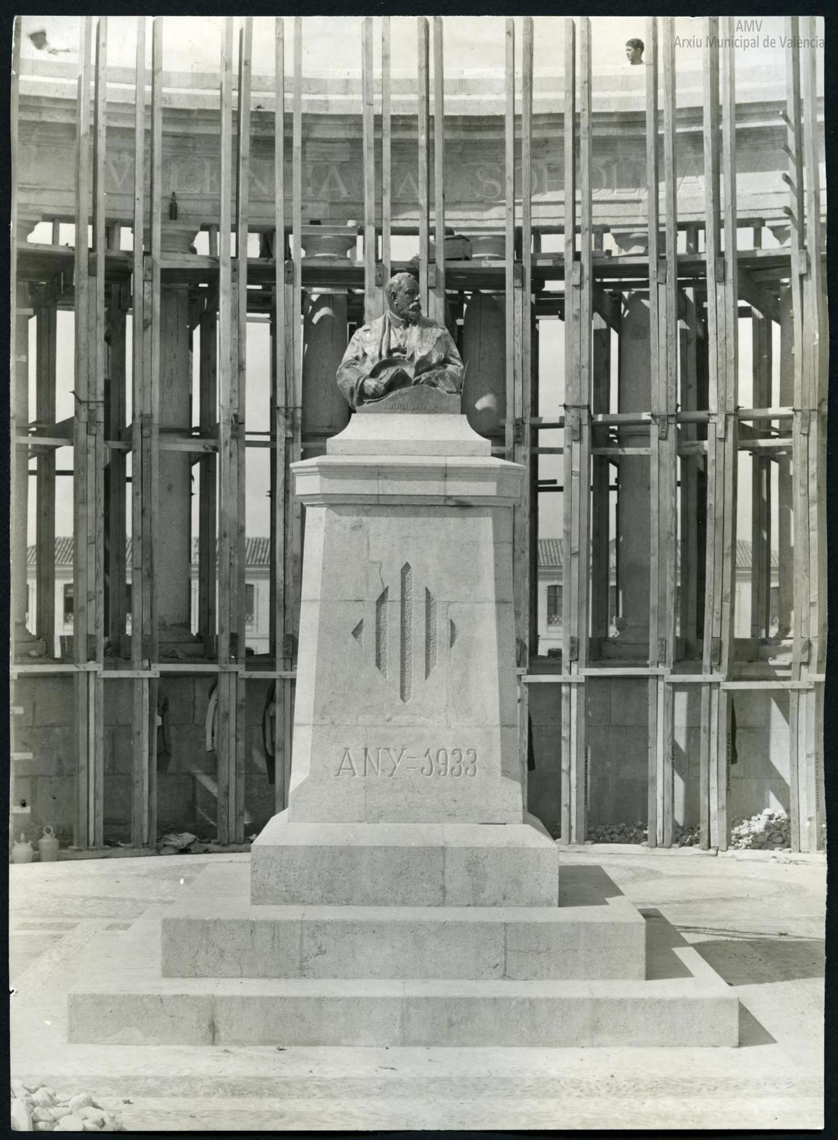 Foto histórica del antiguo monumento de Sorolla en el Cabanyal.