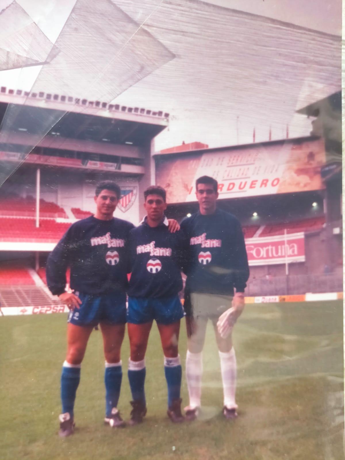 Amb Aureli Altimira i Toni Marín, a San Mamés, abans d'un Bilbao Athletic-Figueres