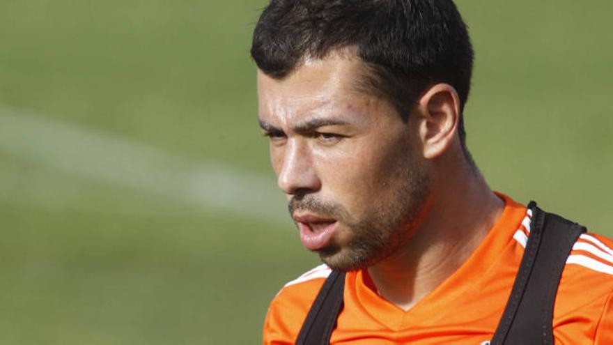 Javi Fuego, durante un entrenamiento