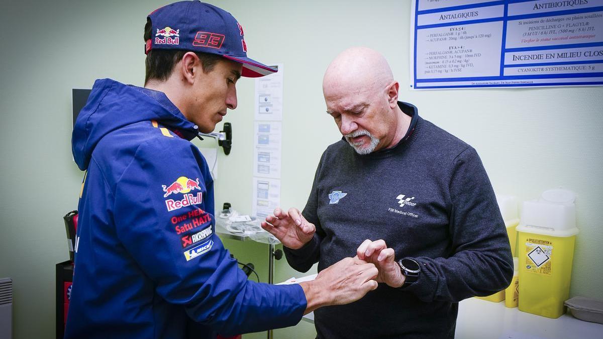 Marc Márquez se ha sometido en la clínica del trazado de Le Mans a la revisión de los médicos del Mundial.
