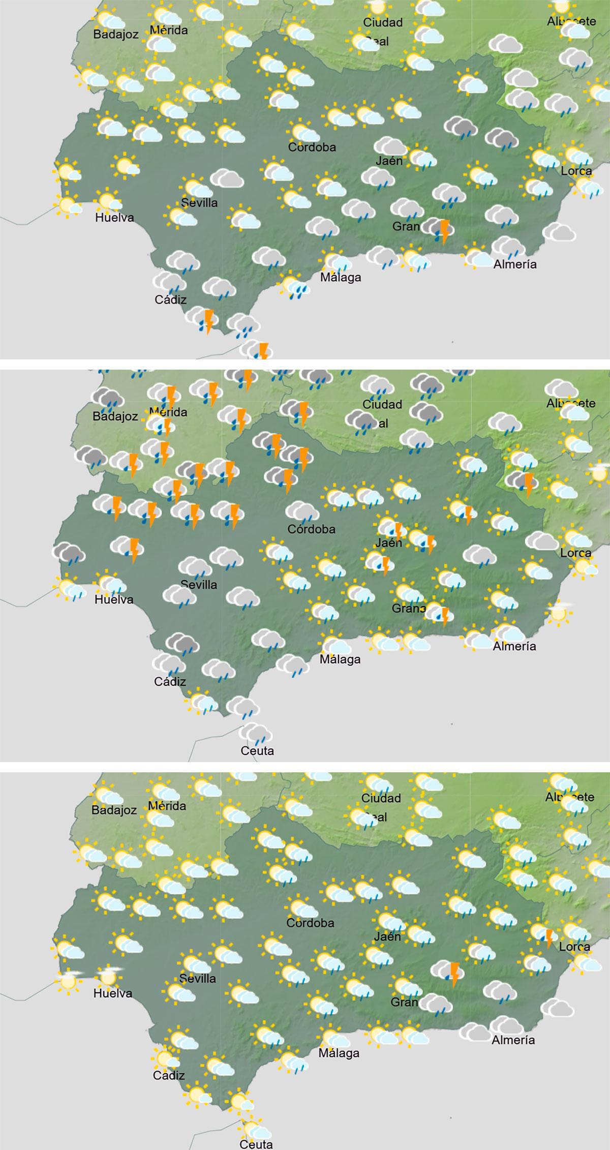Previsión de Aemet el martes, miércoles y jueves.