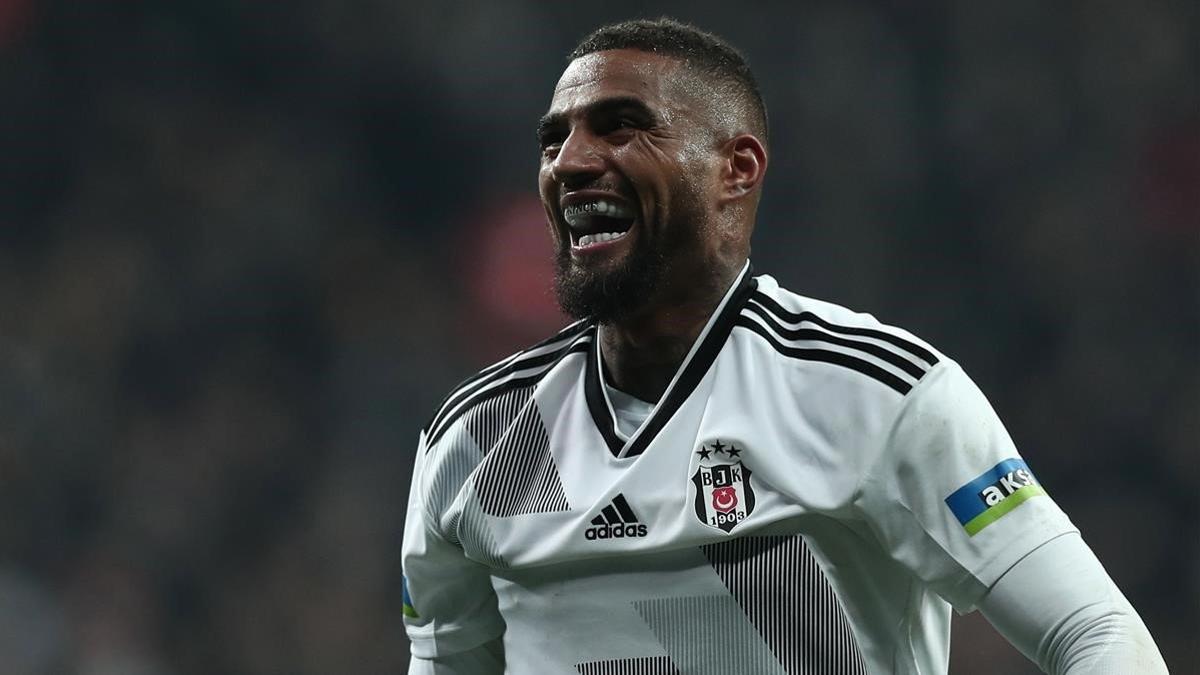 Kevin Prince Boateng, tras marcar un gol con el Besiktas contra el Trabzonspor.