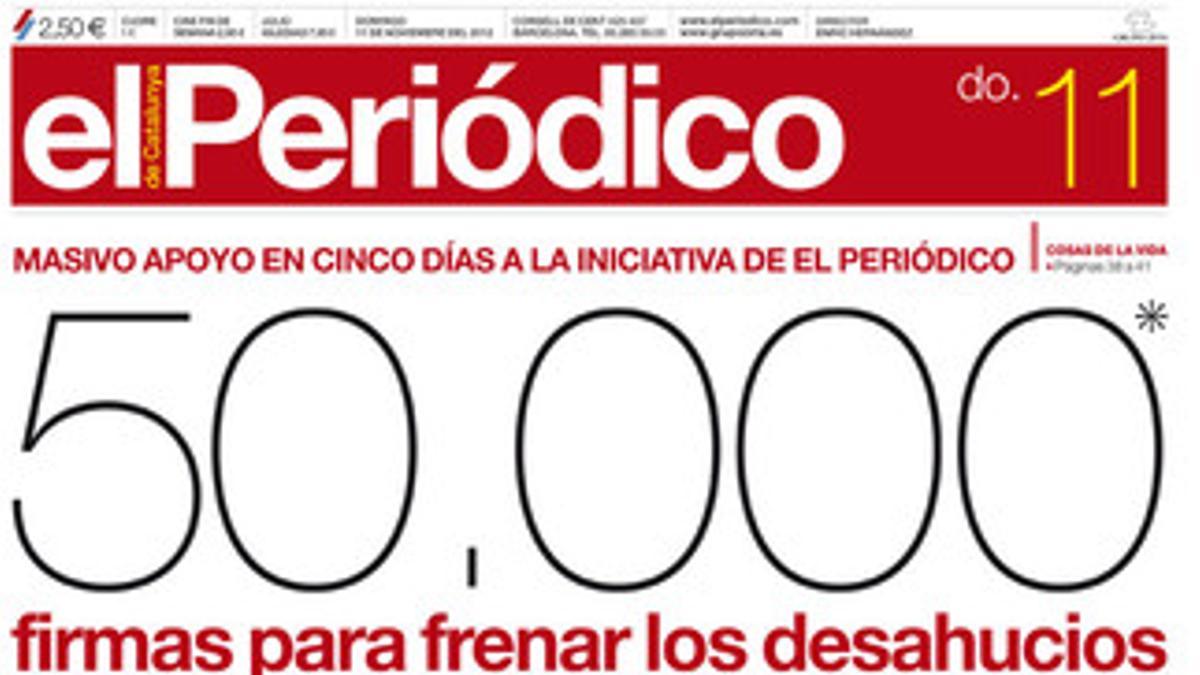 La portada de EL PERIÓDICO (11-11-12).