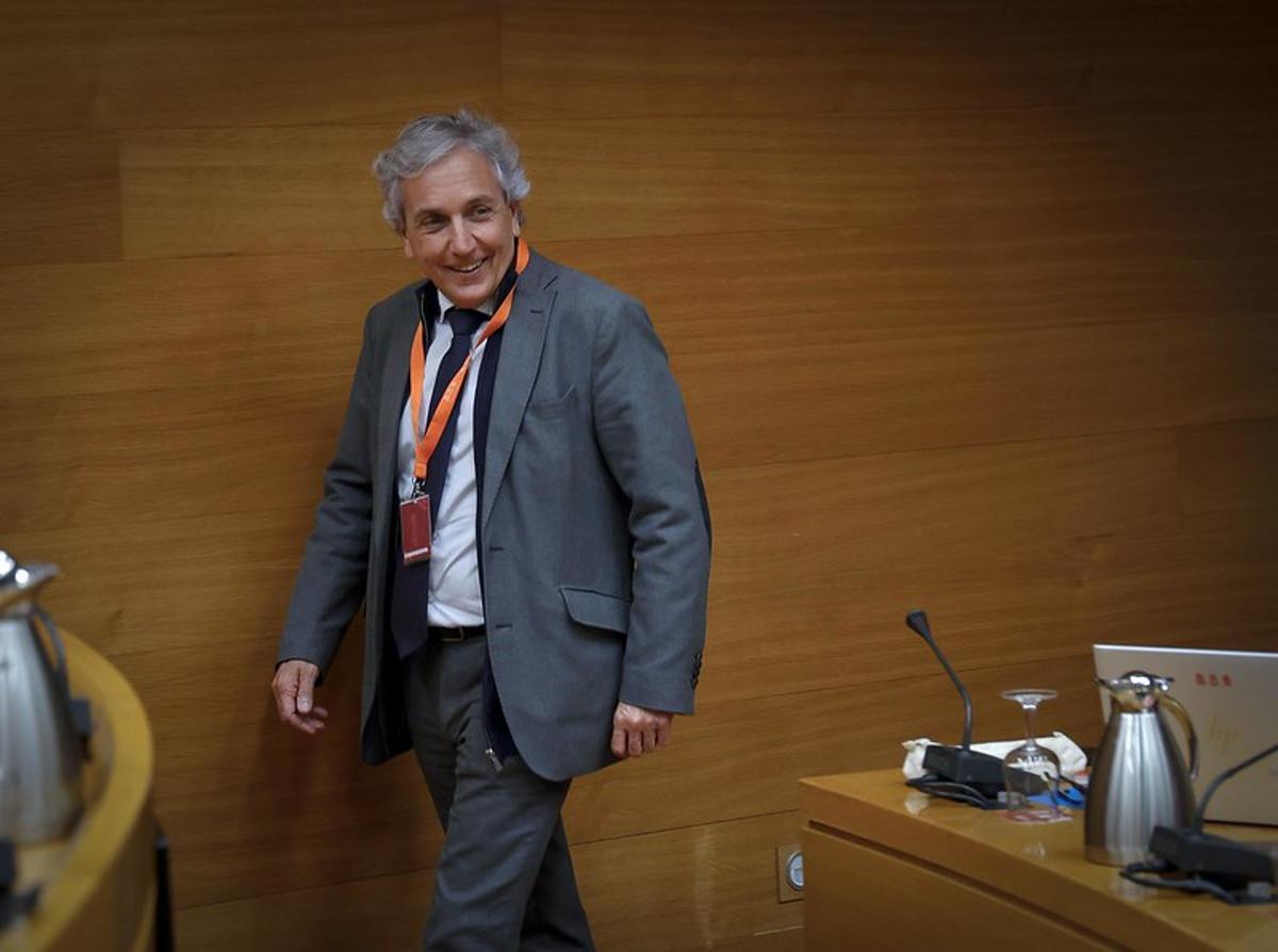 Raúl Mérida en su comparecencia en las Corts