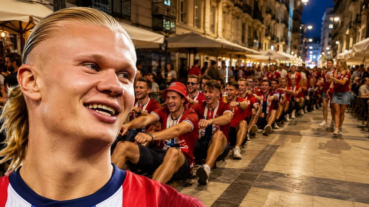 La comunidad noruega en Alicante celebró con un remo vikingo la machada de su selección ante Brasil.