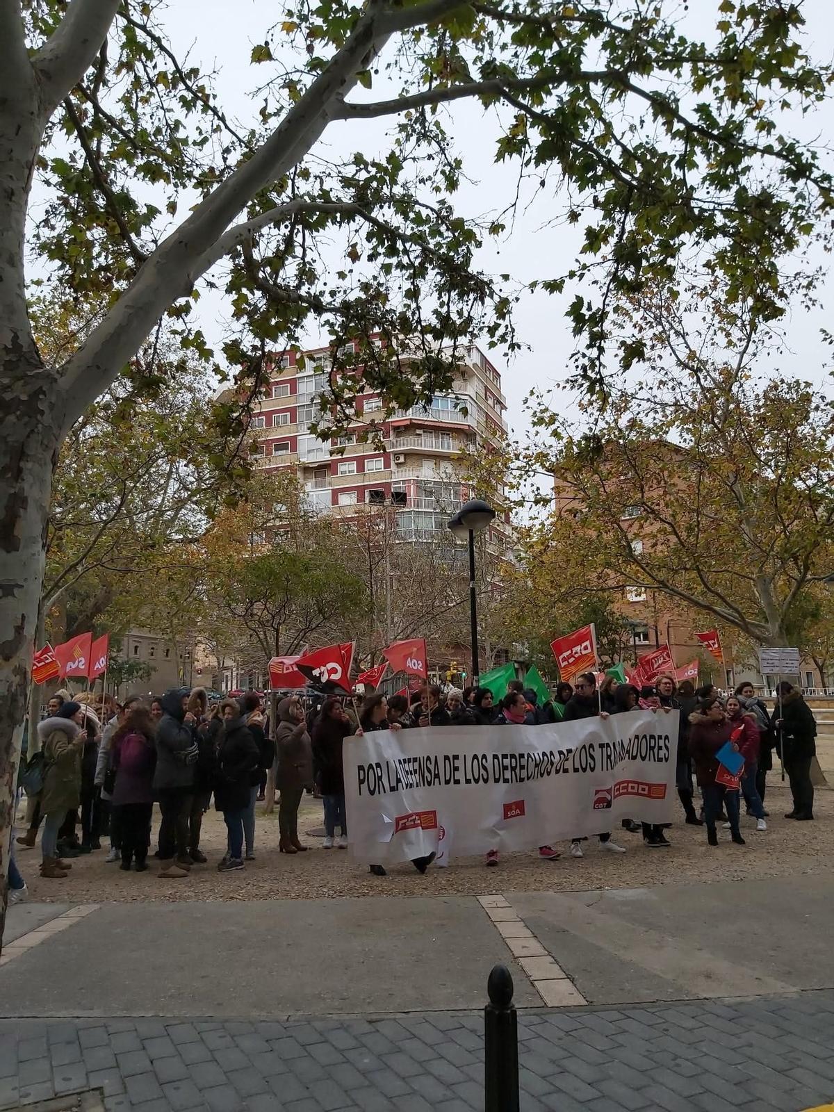 Imagen de archivo de una protesta de la plantilla de Majorel en Zaragoza.
