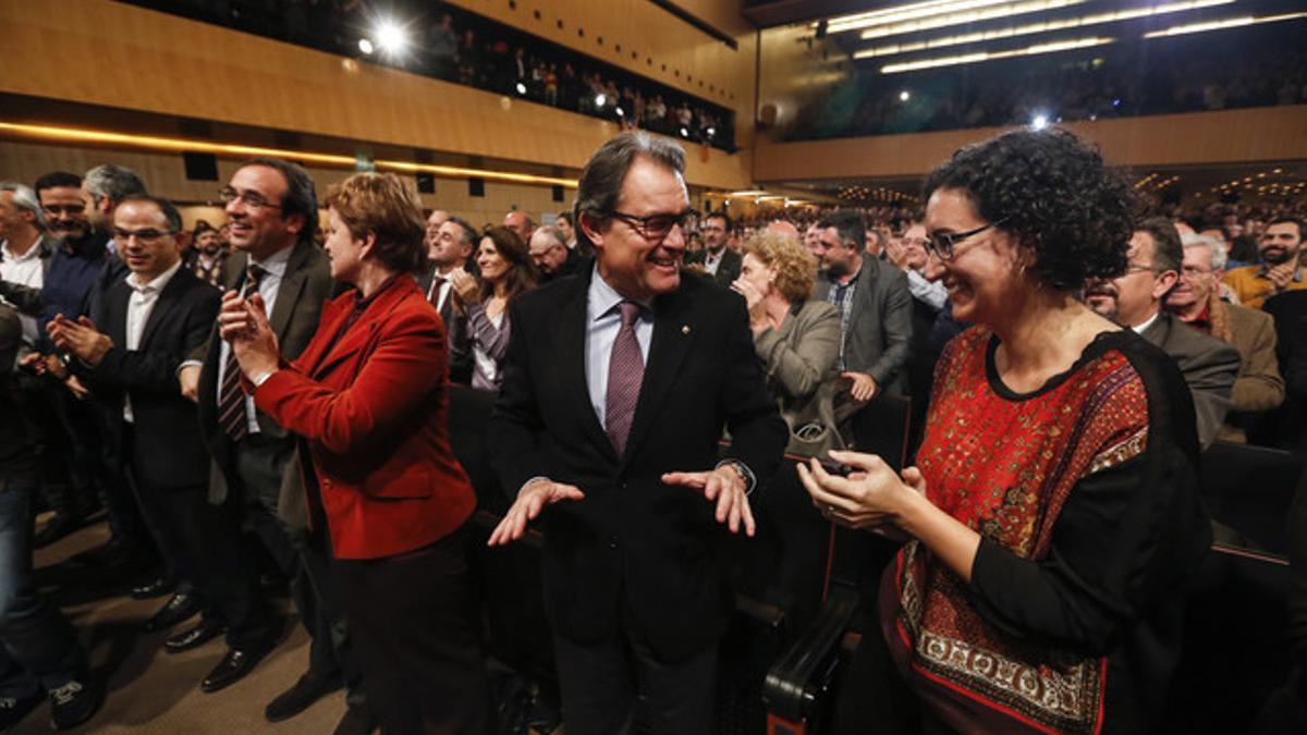 Artur Mas y Marta Rovira, durante la conferencia de Oriol Junqueras del pasado diciembre en Barcelona.