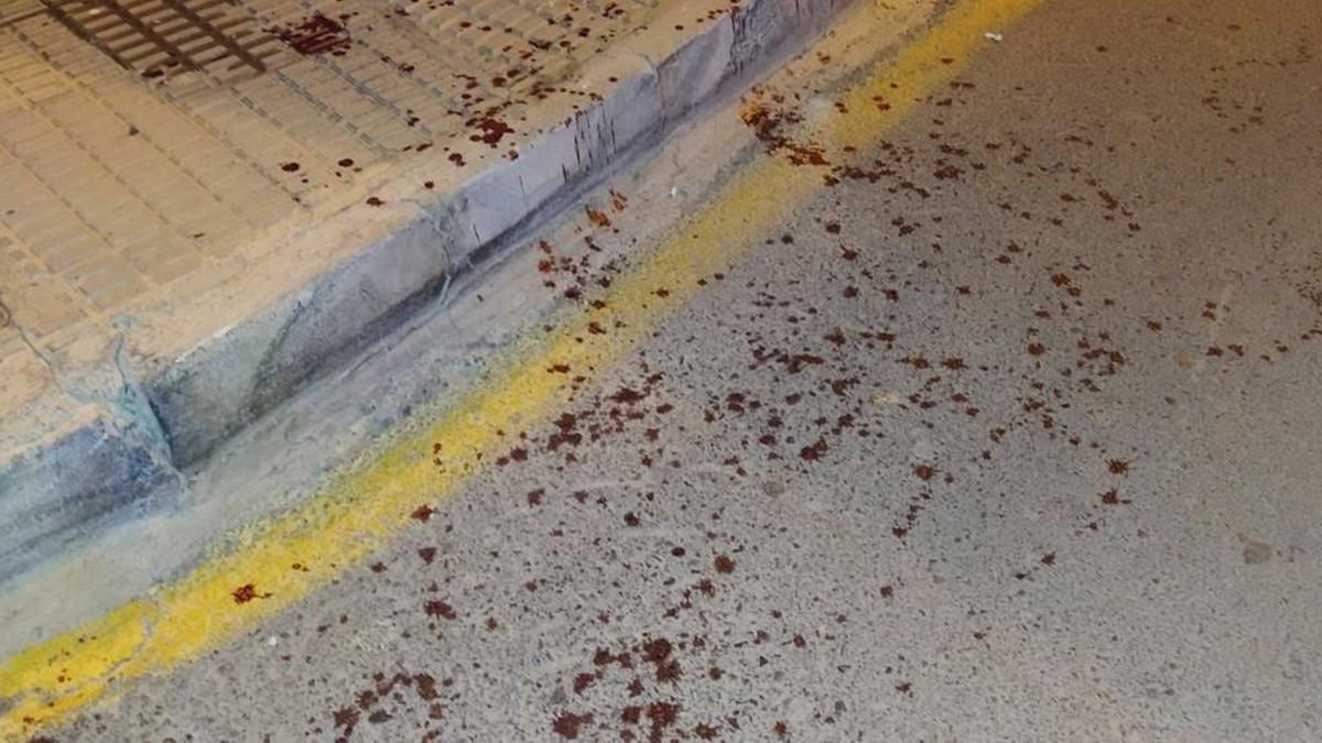 Sangre en el lugar de la reyerta.