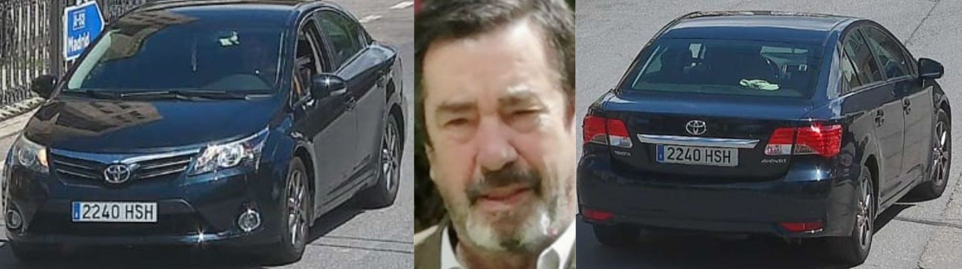Imágenes del vehículo del desaparecido, un Toyota Avensis de color negro con matrícula 2240 HSH.