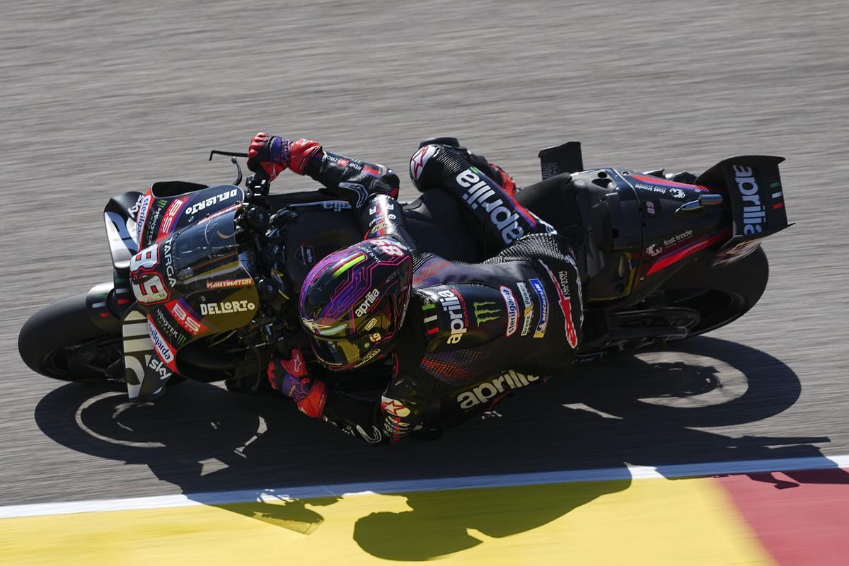 89 MARTIN Jorge (spa), Aprilia Racing, Aprilia RS-GP26, action during the 2026 MotoGP Motul Liqui Moly Grand Prix of Germany, Germany GP, on the Sachsenring circuit, from July 10 to 12, in Germany - Photo Studio Milagro / DPPI AFP7 10/07/2026 ONLY FOR USE IN SPAIN