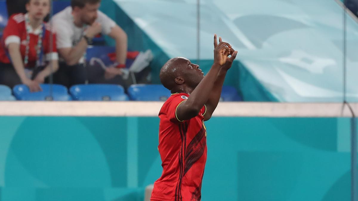 Lukaku celebrando uno de los goles marcados con la selección belga ante Rusia (Bélgica - Rusia)