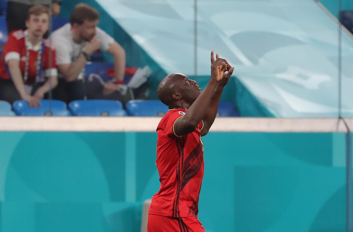 Lukaku celebrando uno de los goles marcados con la selección belga ante Rusia (Bélgica - Rusia)