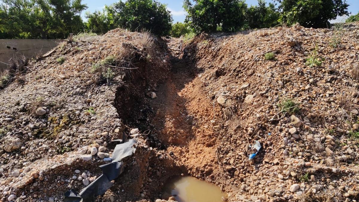 Imagen de cultivos destrozados por el paso del agua en Vinaròs.