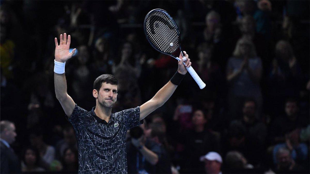 Djokovic celebrando la victoria ante Zverev