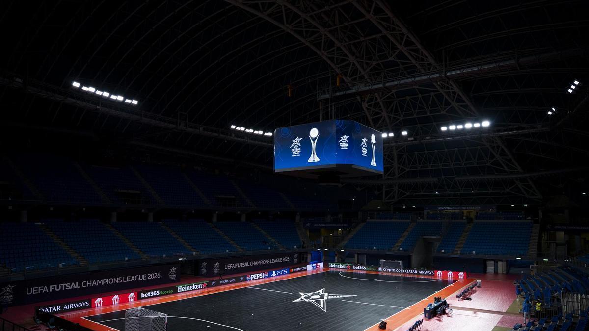 El imponente Pesaro Futsal Arena acogerá la Final Four de la Champions.