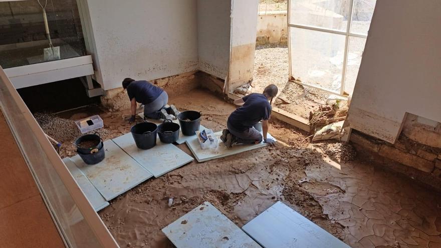 Los mosaicos romanos de La Malena en Azuara cubiertos de barro: &quot;Si el agua no los ha movido físicamente, se salvarán&quot;