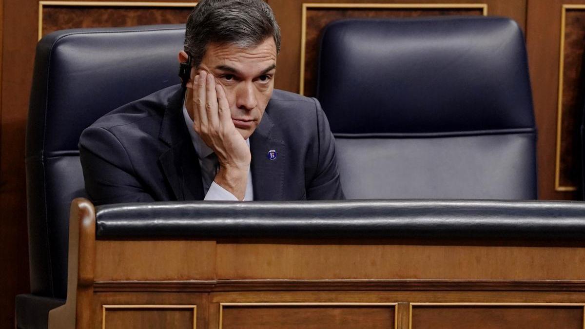 Pedro Sánchez, en el Congreso durante la votación de investidura de Feijóo.