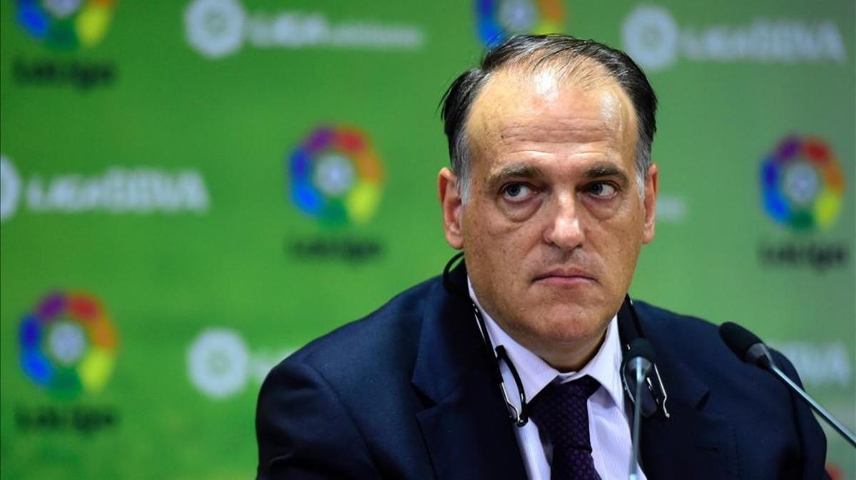 Tebas insiste en la denuncia al PSG por su entramado financiero