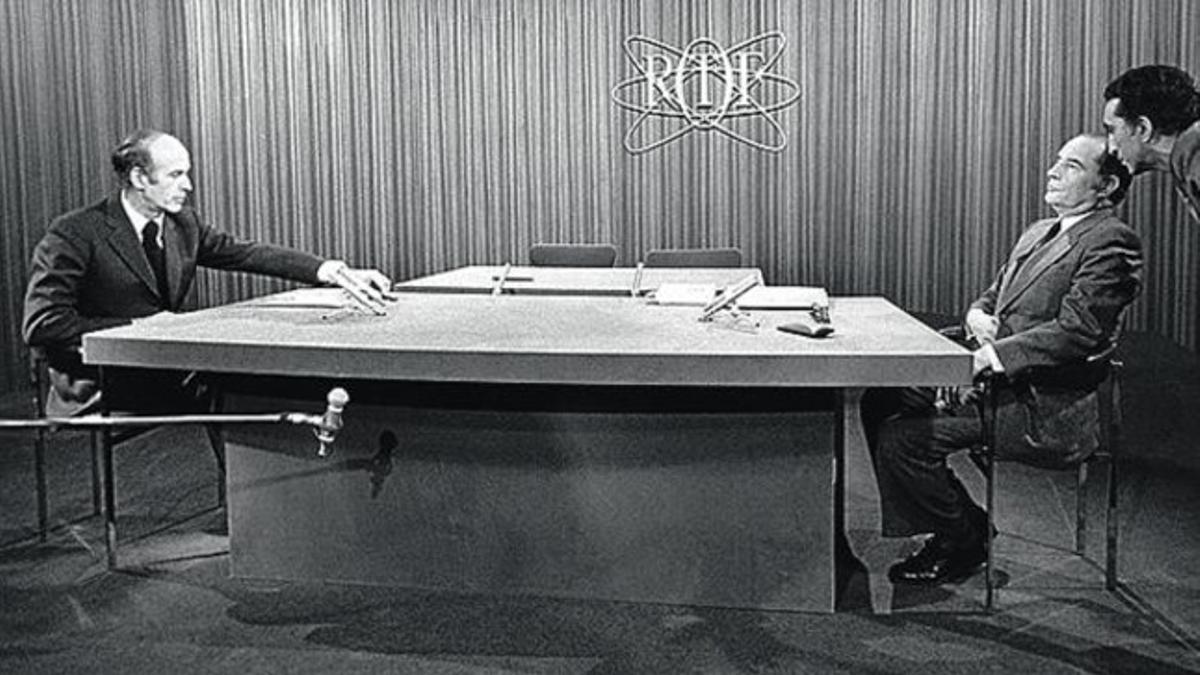 El pulso 8Giscard y Mitterrand, en el debate de las elecciones de 1974.