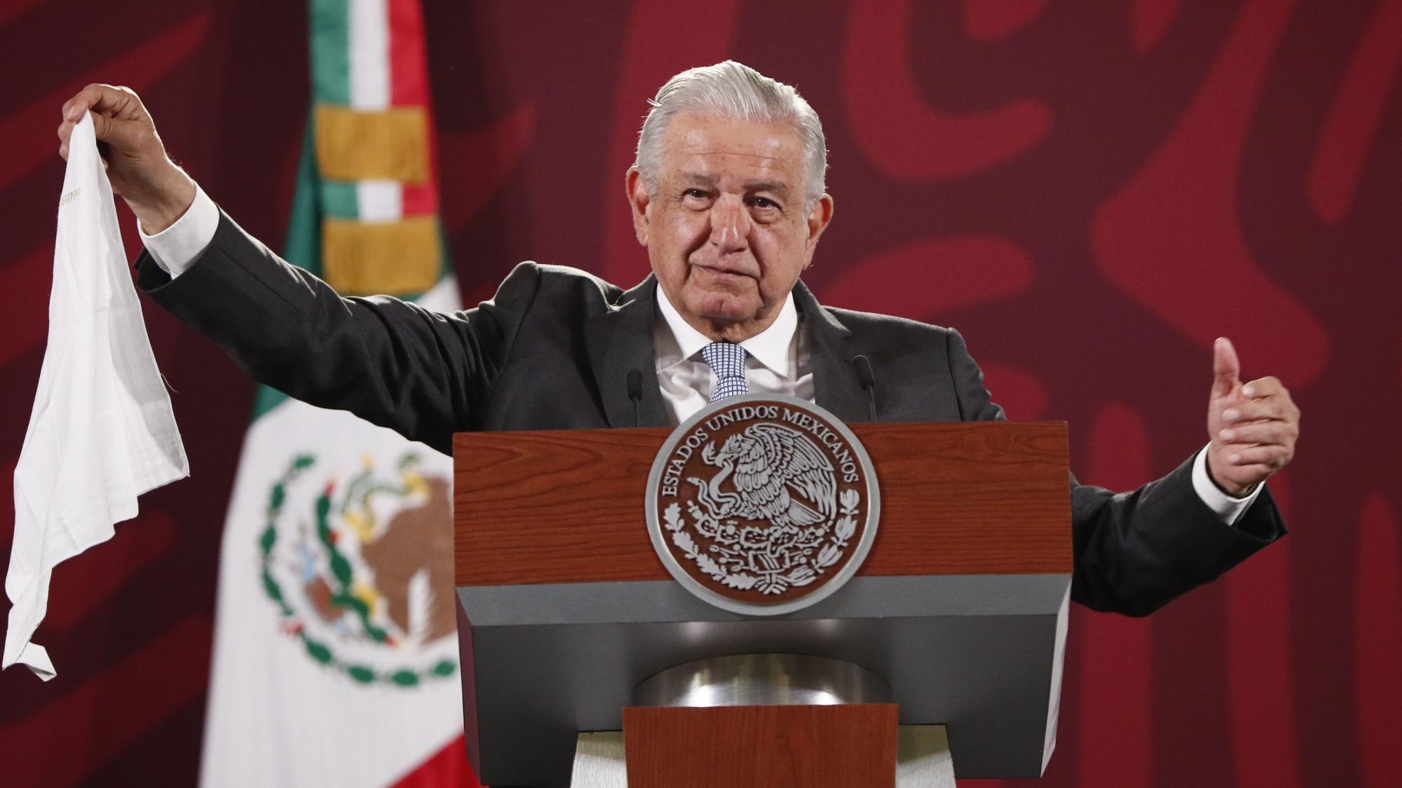 El presidente de México, Andrés Manuel López Obrador, durante una rueda de prensa en el Palacio Nacional, en Ciudad de México.