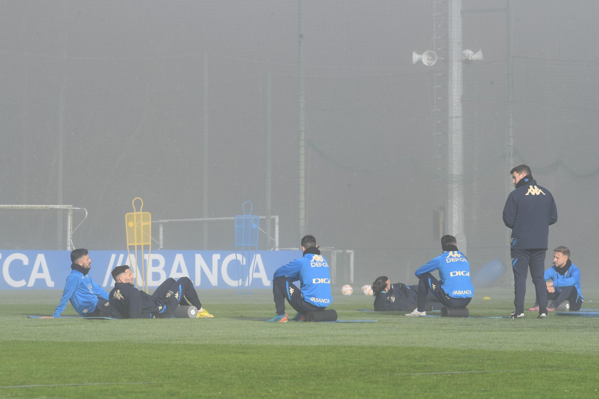 Primer día de entrenamiento de Saverio y Lebedenko con el Dépor