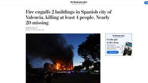 Noticia del Washington Post sobre el incendio de Valencia.