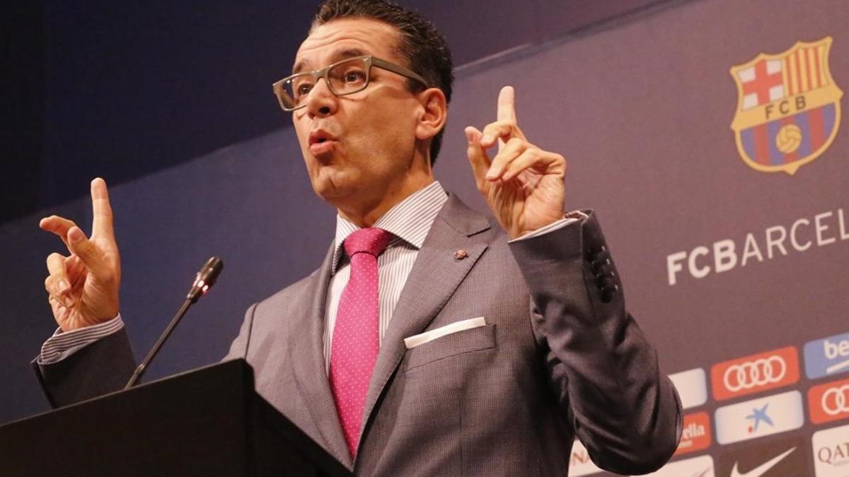 Josep Vives, en la sala de prensa del Camp Nou.