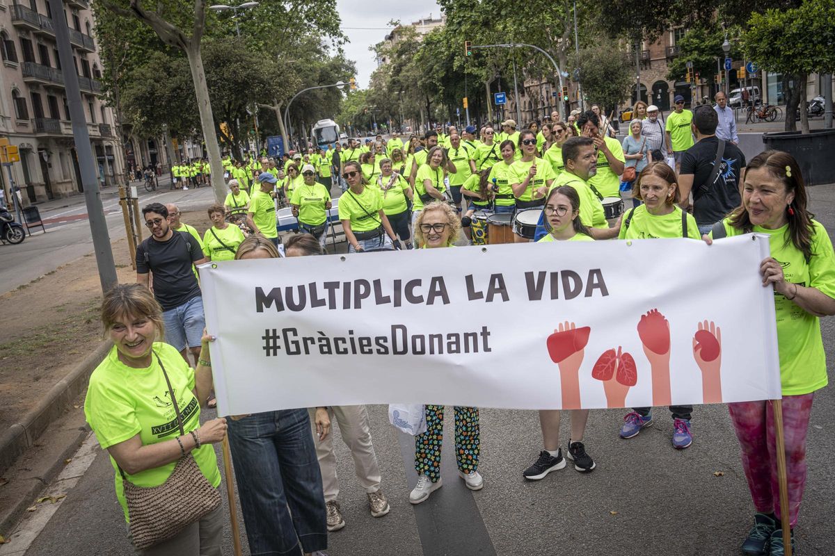 Unas 200 personas trasplantadas marchan en Barcelona en agradecimiento a los donantes de órganos