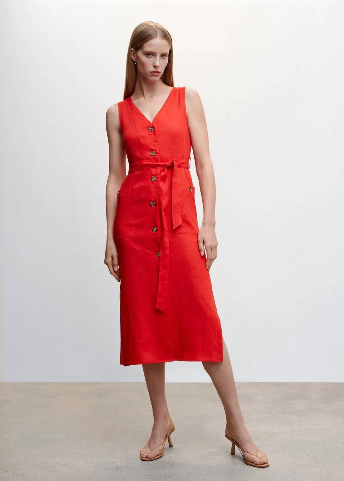 Vestido camisero 100% de lino