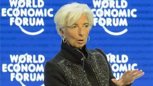 La titular del FMI, Christine Lagarde, durante una intervención en el foro de  Davos.