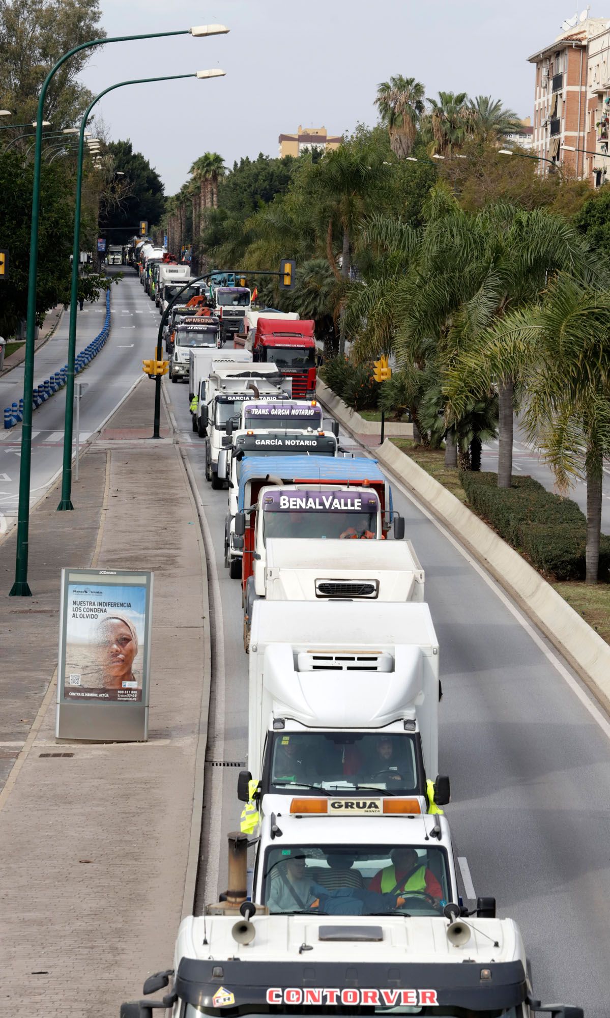 Protesta de los camioneros por el Centro de Málaga