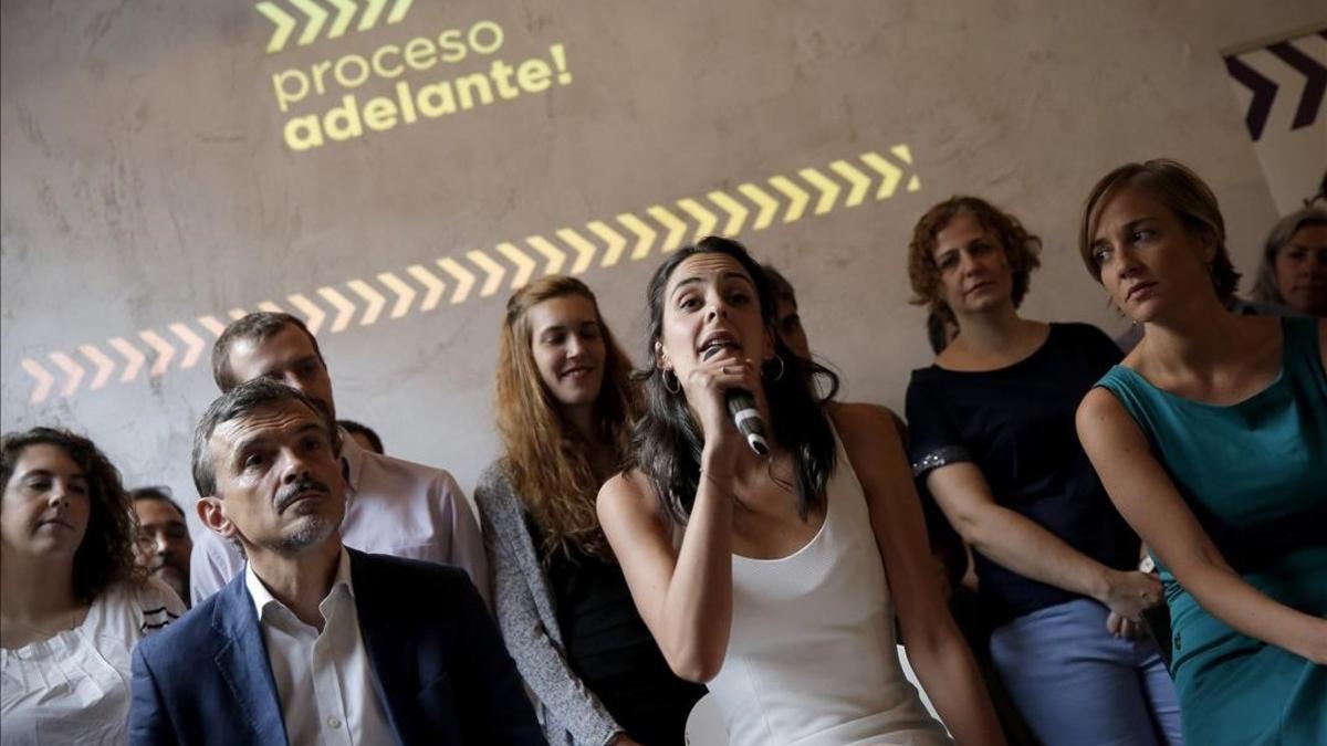 Rita Maestre, Tania Sánchez y José Manuel López presentan Adelante Podemos.