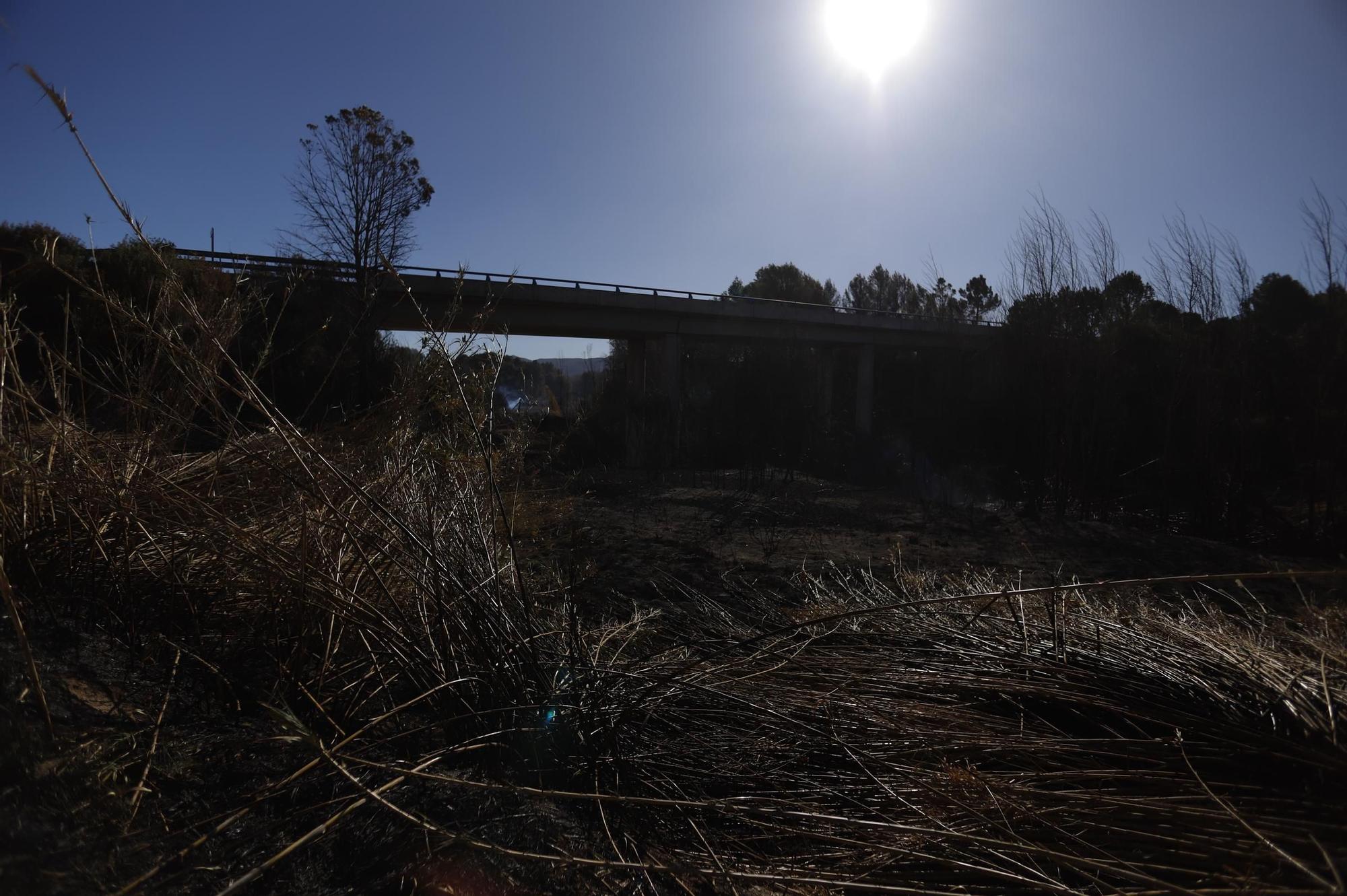 El barranc de la Xara de la Pobla del Duc, arrasado por el fuego