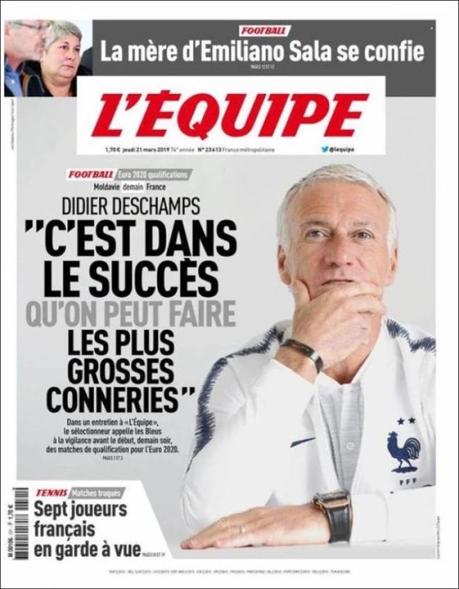 Portada de LÉquipe del 21 de marzo