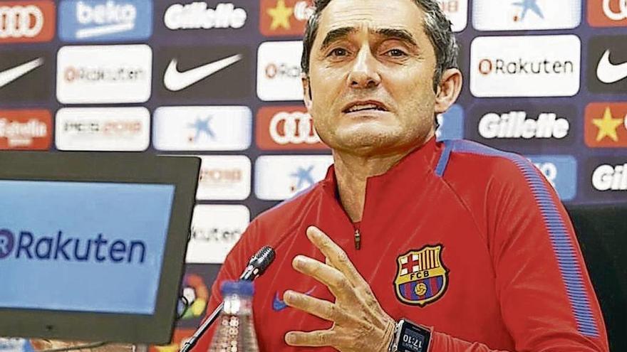 El entrenador del Barcelona, Ernesto Valverde, en rueda de prensa.