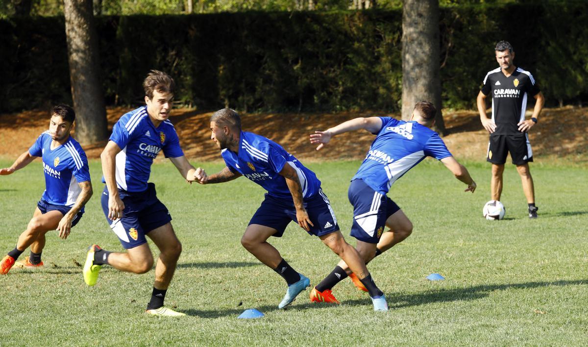 Francho, Carbonell y Vada en la sesión preparatoria de este lunes.