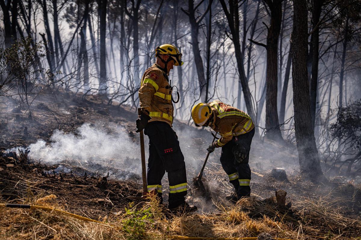 Los Bombers confían en perimetrar pronto el incendio forestal en Gavà que ha obligado a confinar a 6.000 personas