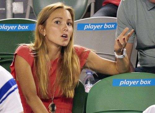 Ristic, girlfriend of Djokovic of Serbia, watches his semi-final match against Murray of Britain at the Australian Open in Melbourne