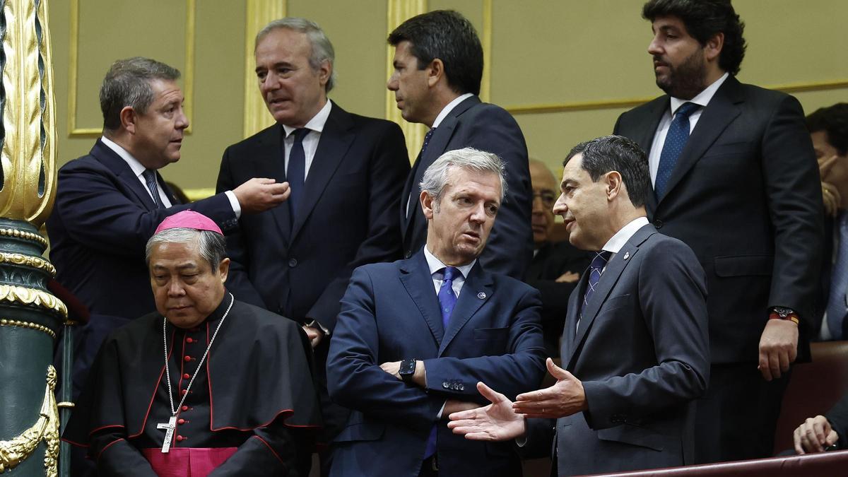 Mazón, Page, Azcón, López Miras, Rueda y Moreno, en el Congreso de los Diputados