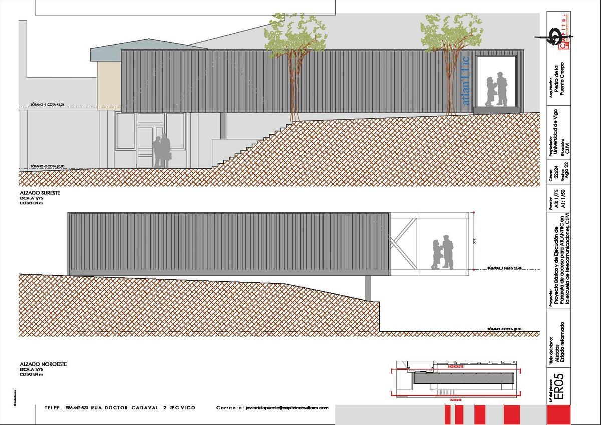 Plano de la nueva pasarela de acceso. |