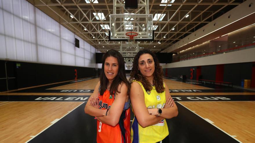 Leles Muños y Gloria Argente fueron la imagen del Valencia Basket y el Picken La Cuina Claret en el acto previo al derbi.
