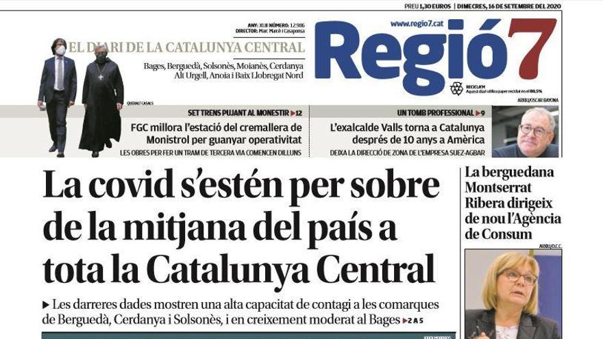 La portada de Regió7 d&#039;aquest dimecres, 16 de setembre